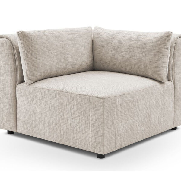 Angle modulable Bobochic Jeanne en tissu texturé beige pour composition de canapé