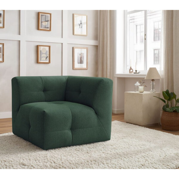 Canapé modulable BOBOCHIC KLEBER vert, module d’angle une place matelassé
