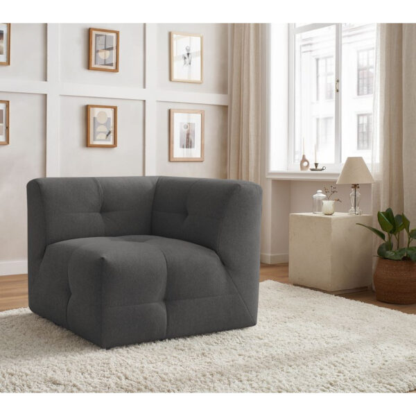 Canapé BOBOCHIC KLEBER, module d’angle gris foncé au dossier matelassé
