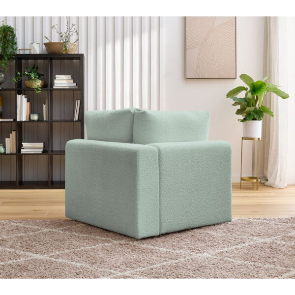 Angle modulable Bobochic Paris vert en tissu bouclé, module une place.