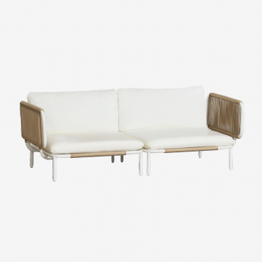 Canapé modulable Sklum Roubly beige amande avec deux modules d’angle en acier