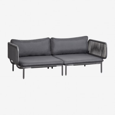 Canapé modulable Roubly gris graphite avec deux modules d’angle en acier