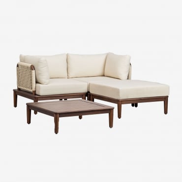 Canapé modulable Giulia Sklum en acacia avec fauteuils, table basse et pouf