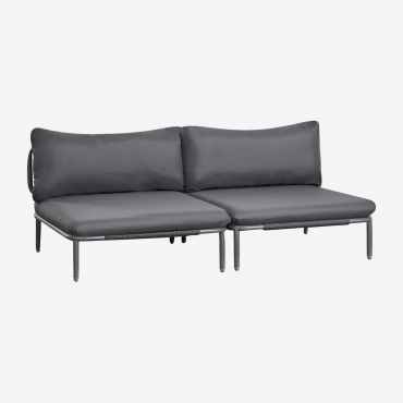 Canapé modulable Sklum Roubly en acier et corde d’oléfine pour l’extérieur