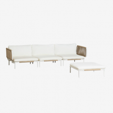 Canapé modulable Roubly Sklum avec deux modules d’angle et pouf