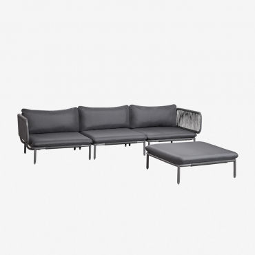 Canapé modulable Sklum Roubly avec deux modules d’angle et un pouf