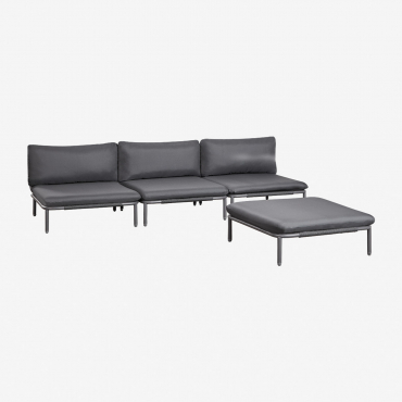 Canapé modulaire Sklum Roubly avec pouf et tressage en corde graphite