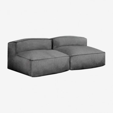 Canapé modulaire Dojans gris granit composé de deux pièces pour jardin