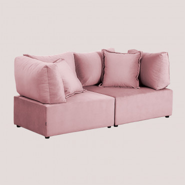 Canapé modulable Kata en velours rosé composé de deux fauteuils d’angle