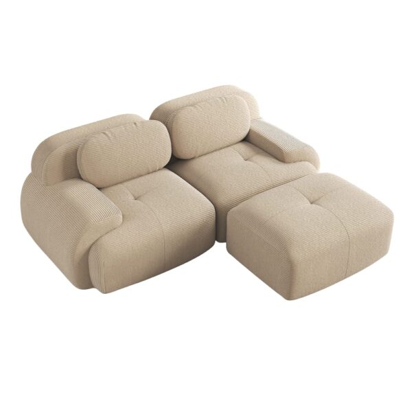 Canapé modulable Meubles Cosy beige en velours côtelé avec accoudoirs