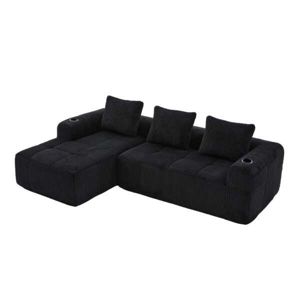 Canapé modulable Meubles Cosy trois places en velours côtelé avec accoudoirs