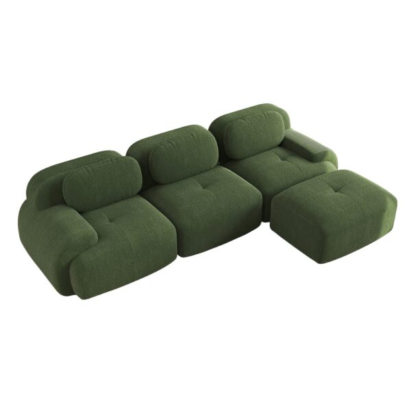 Canapé modulable Meubles Cosy vert à trois places en velours côtelé