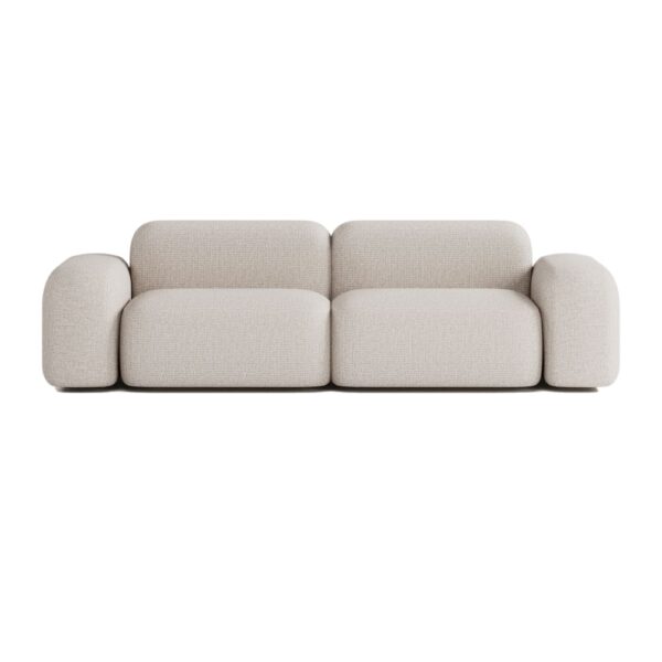 Canapé modulable ATIO Max en tissu beige, présenté en configuration trois places