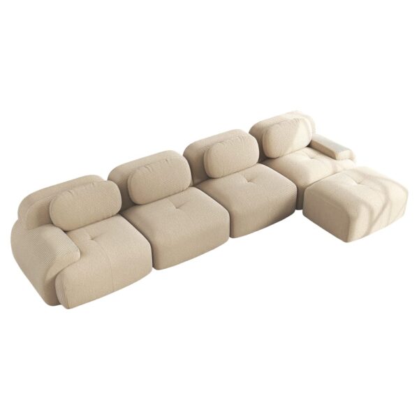 Canapé modulable Meubles Cosy beige en velours côtelé avec accoudoirs