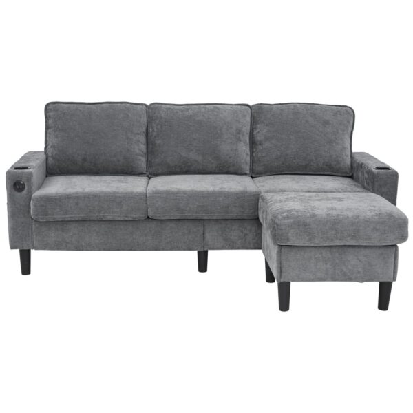Canapé modulable Urban Meuble anthracite avec méridienne amovible et porte-gobelets intégrés