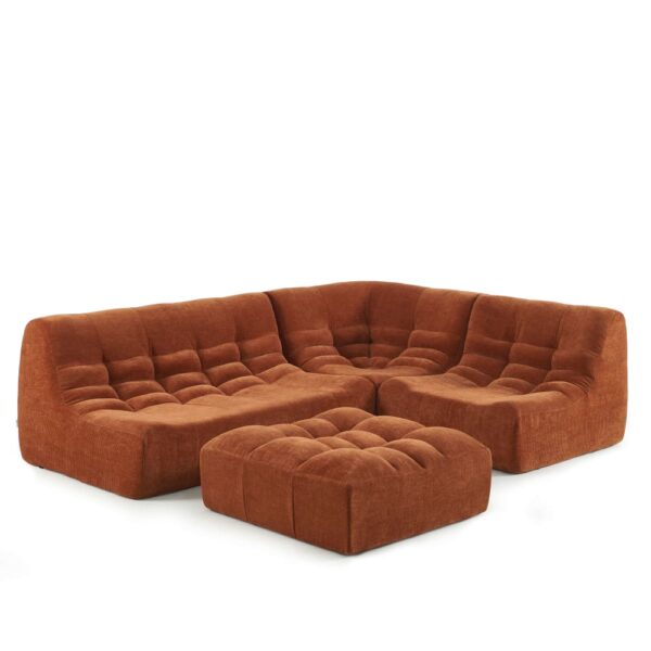 Canapé modulable Sorelh Janis en velours terracotta avec modules séparables