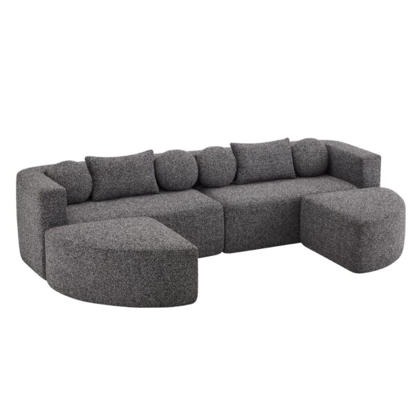 Canapé modulable Urban Meuble en chenille noire avec fonction lit intégrée