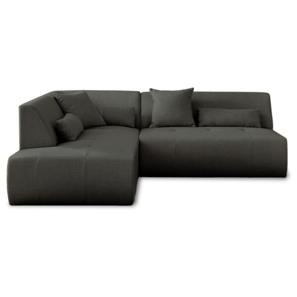 Canapé modulable Best Mobilier Onyx gris foncé à angle gauche avec coussins