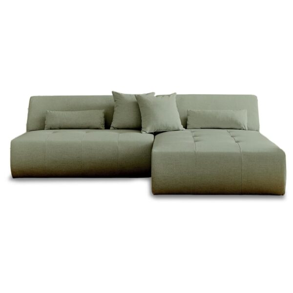 Canapé modulable Best Mobilier vert sauge avec méridienne et quatre places