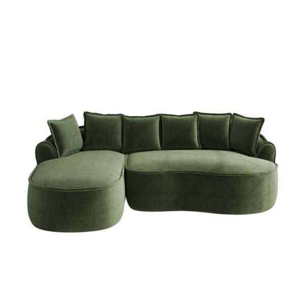 Canapé modulable REDOM en chenille verte avec deux modules et fonction convertible