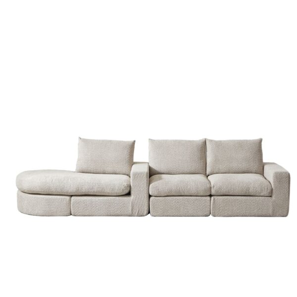Canapé modulable Hauss Spole beige en chenille avec méridienne réversible