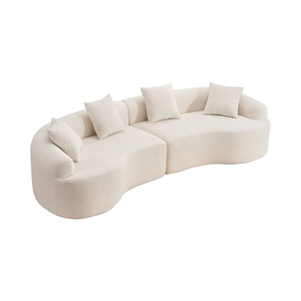 Canapé modulable Hauss Spole blanc en chenille à la silhouette incurvée