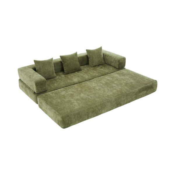 Canapé modulable Hauss Spole vert en chenille convertible en lit
