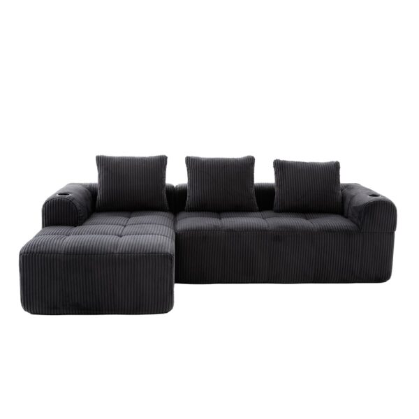 Canapé modulable Urban Meuble en velours côtelé gris foncé à plusieurs configurations