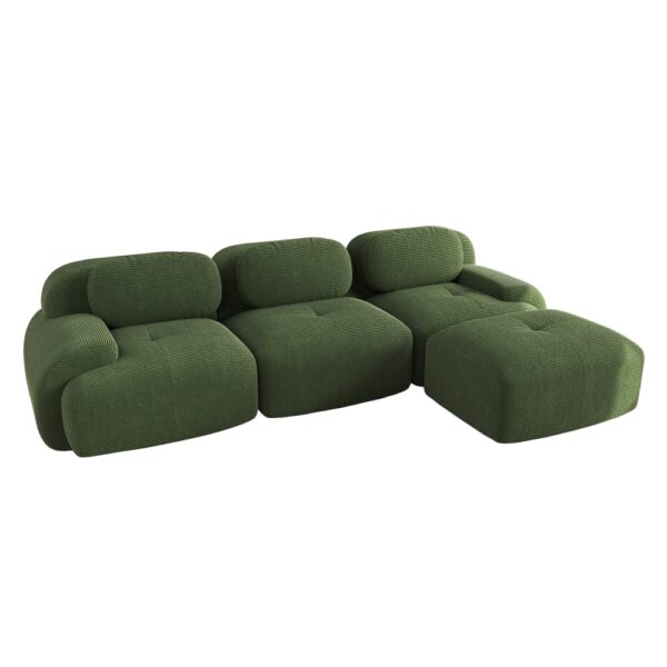 Canapé modulable Urban Meuble vert en velours côtelé à formes arrondies