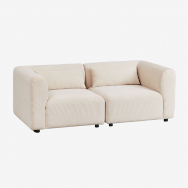 Canapé modulaire Fogler beige en velours côtelé avec deux modules et coussin amovible
