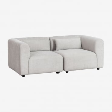 Canapé modulaire Fogler à deux modules en tissu gris clair avec coussin assorti