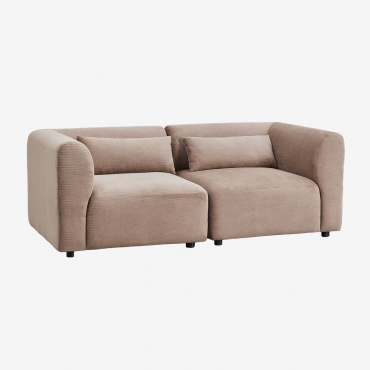 Canapé modulable Fogler en velours côtelé camel brun, composé de deux modules