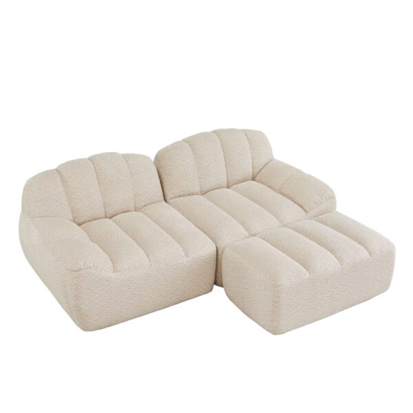 Canapé modulaire Urban Meuble beige blanc en L avec pouf indépendant