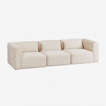Canapé modulable Fogler Sklum beige lin en velours côtelé, composé de trois pièces