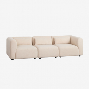 Canapé modulaire Fogler beige crème composé de deux modules d’angle et d’un module central