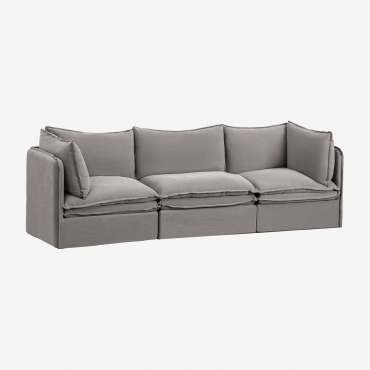 Canapé modulable Grace Sklum gris foncé composé de trois pièces en lin et coton