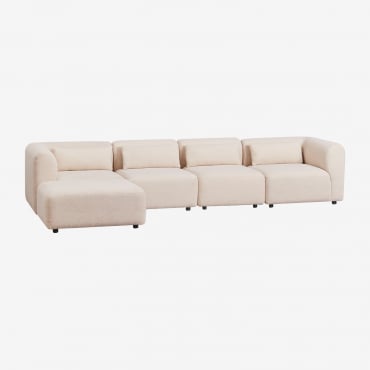 Canapé modulable Fogler beige crème avec quatre modules et pouf