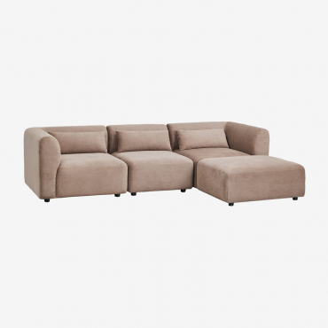 Canapé modulaire Fogler en velours côtelé camel brun avec pouf assorti