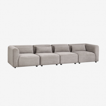 Canapé modulaire Fogler gris taupe clair en velours côtelé, quatre modules