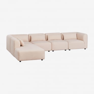 Canapé modulaire Fogler cinq pièces avec méridienne gauche beige crème