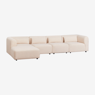 Canapé modulable Sklum Fogler beige crème avec méridienne gauche et quatre modules