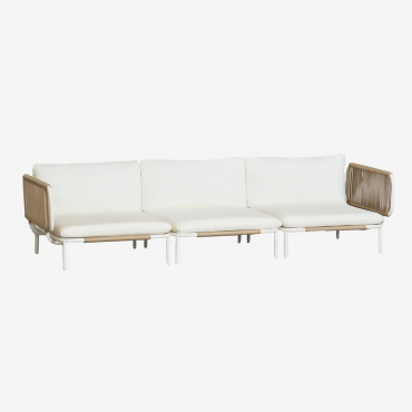 Canapé modulable Sklum Roubly beige amande avec deux modules d’angle