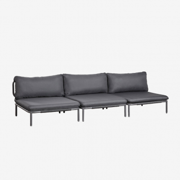 Canapé modulable Roubly en acier graphite avec coussins et détails en corde
