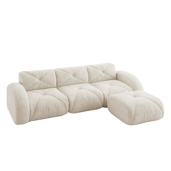 Canapé modulaire REDOM en chenille beige clair aux lignes basses