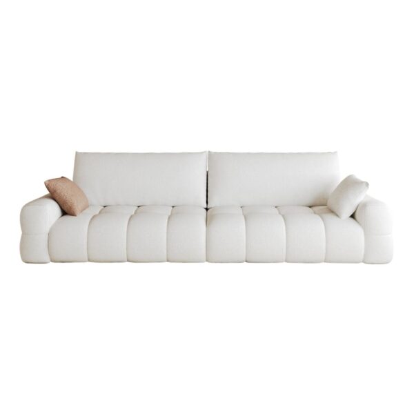 Canapé modulaire en tissu blanc crème avec méridienne 260 cm