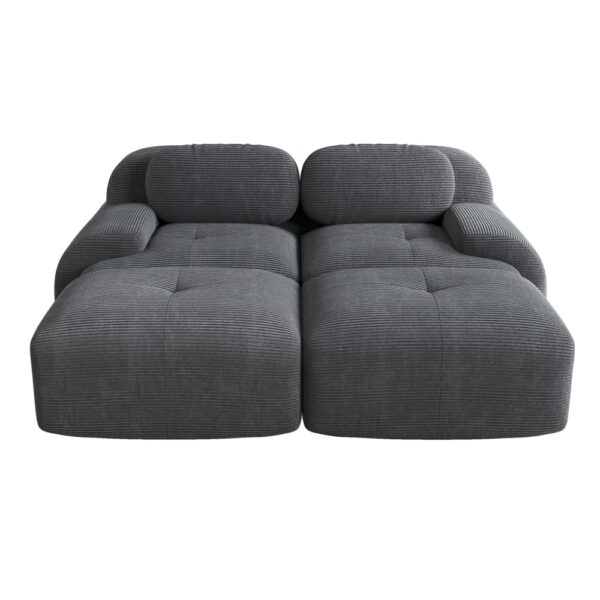 Canapé modulaire REDOM gris en velours côtelé avec accoudoirs ergonomiques