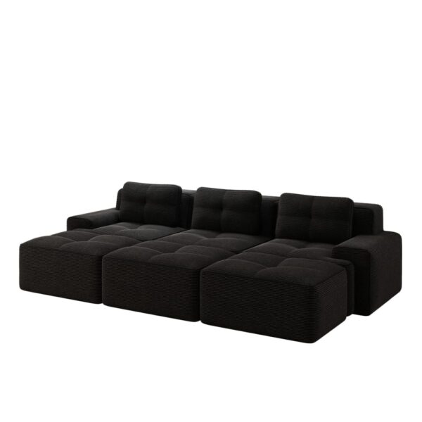 Canapé modulaire REDOM noir en velours côtelé avec fonction couchage