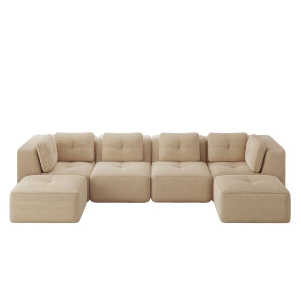 Canapé modulaire REDOM beige en velours côtelé avec pieds antidérapants