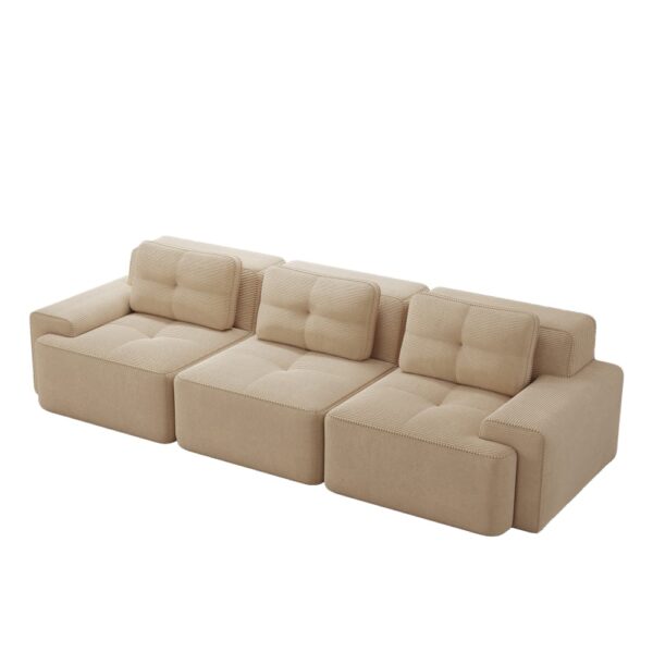 Canapé modulaire REDOM beige en velours côtelé à assise profonde