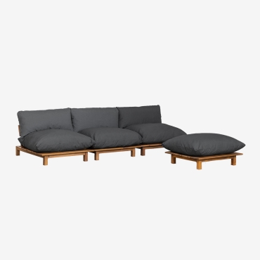 Canapé modulable Brina gris graphite avec pouf indépendant et dossier inclinable
